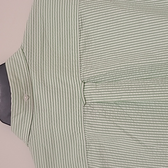 Lands End Seersucker XXL Green White Short Sleeve Button Down - Picture 4 of 6